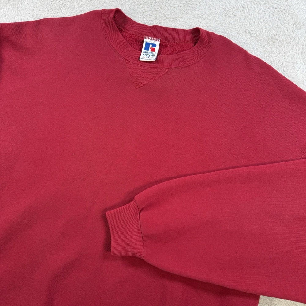 Vintage Russell Athletic Sweatshirt Mens XL Red Fleece Crewneck Pullover 90s USA
